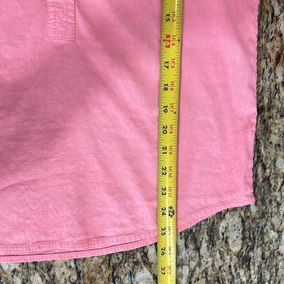 Theory Linen Blend Pink 1/2 Button Roll Tab Sleeve Top Size M - Picture 9 of 9